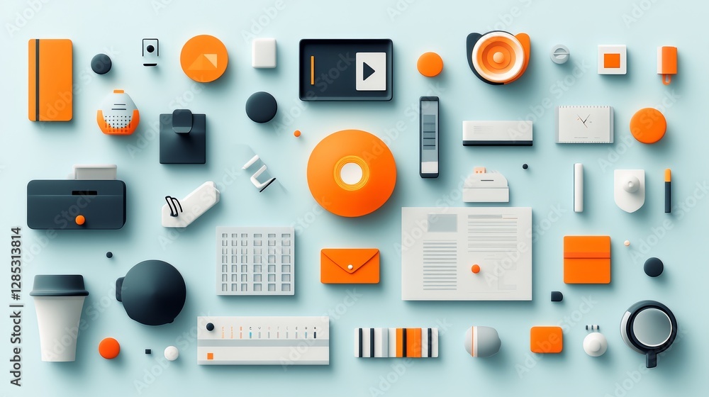 Poster abstract vector illustration of flat design multimedia elements