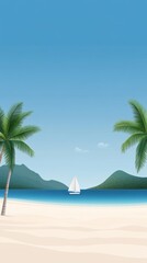 Obraz premium Cartoon beach scene illustration