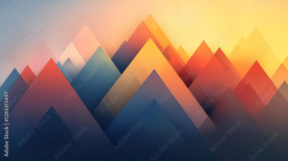 Poster abstract colorful mountain landscape in vector flat design style