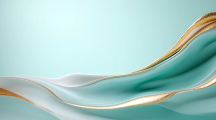 Obraz premium Abstract flowing teal and gold fabric design