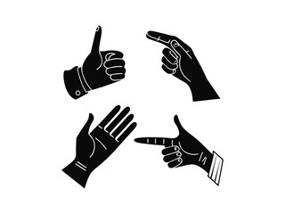 Hands Icon set silhouette. Human hands gesture. Hands icon set silhouette, hand gesture icons, human hand symbols, vector hands collection, black hand signs, palm icons, hand silhouette illustration