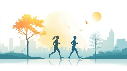 Active parents enjoying fitness together in a park, embracing healthy habits and strengthening their bond after school drop-off