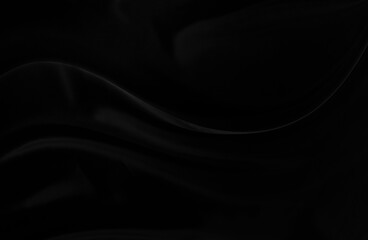 Black gray satin dark fabric texture luxurious shiny that is abstract silk cloth background with patterns soft waves blur beautiful.