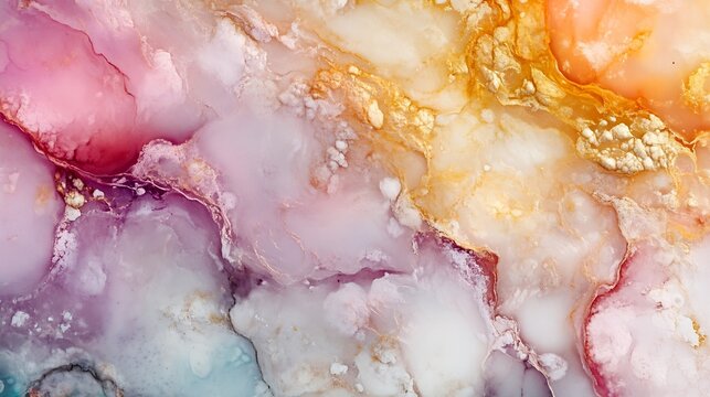 Colorful Abstract textural patterns with pink orange and white hues in fluid art : Generative AI
