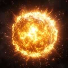 Explosive Solar Burst with Radiant Light and Dynamic Energy Effects