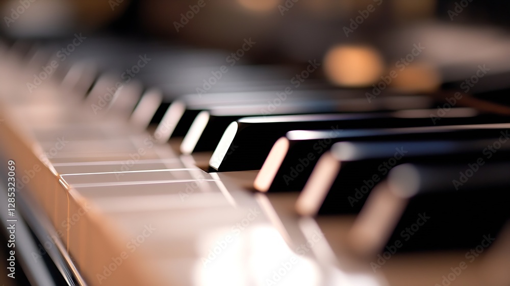 Aufkleber close up of classic piano keys highlighting elegant design and texture : generative ai