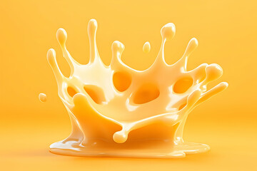 Obraz premium Yellow liquid splash crown, vibrant background, food advertising