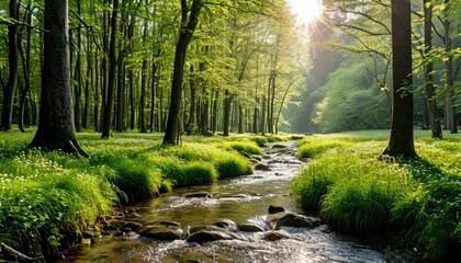 Obraz premium stream in the forest