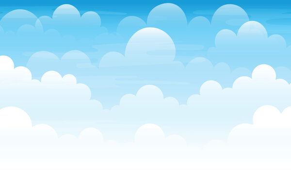 Fototapeta cartoon illustration of texture clouds on a blue sky background