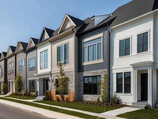 Fototapeta premium Row of Modern Townhouses on a Sunny Day
