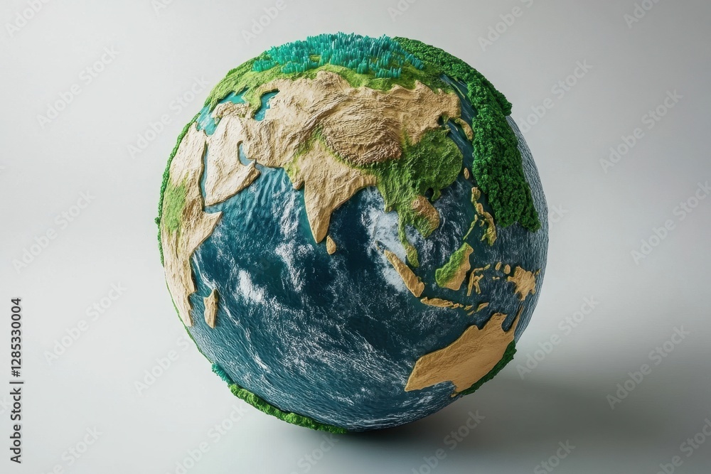 Aufkleber global communication network visualized through a textured earth model representing big data and con