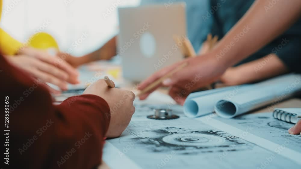 Poster a dynamic scene of diverse people collaborating in a modern workspace, showcasing hands engaged in s