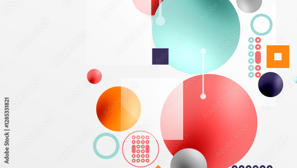 Aufkleber minimalistic abstract vector design, layered geometric shapes circles, squares, and triangles with s