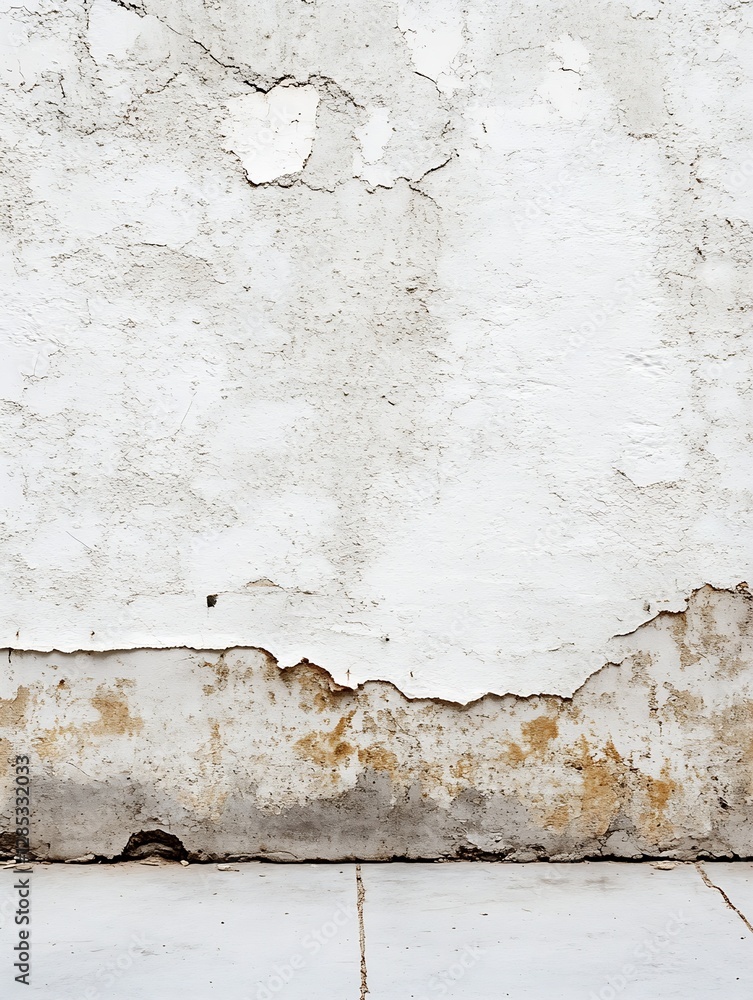 Aufkleber weathered white wall with cracks and texture highlighting the passage of time and character : genera