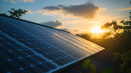 Rooftop solar panels embodying sustainable living in a minimalist setting.