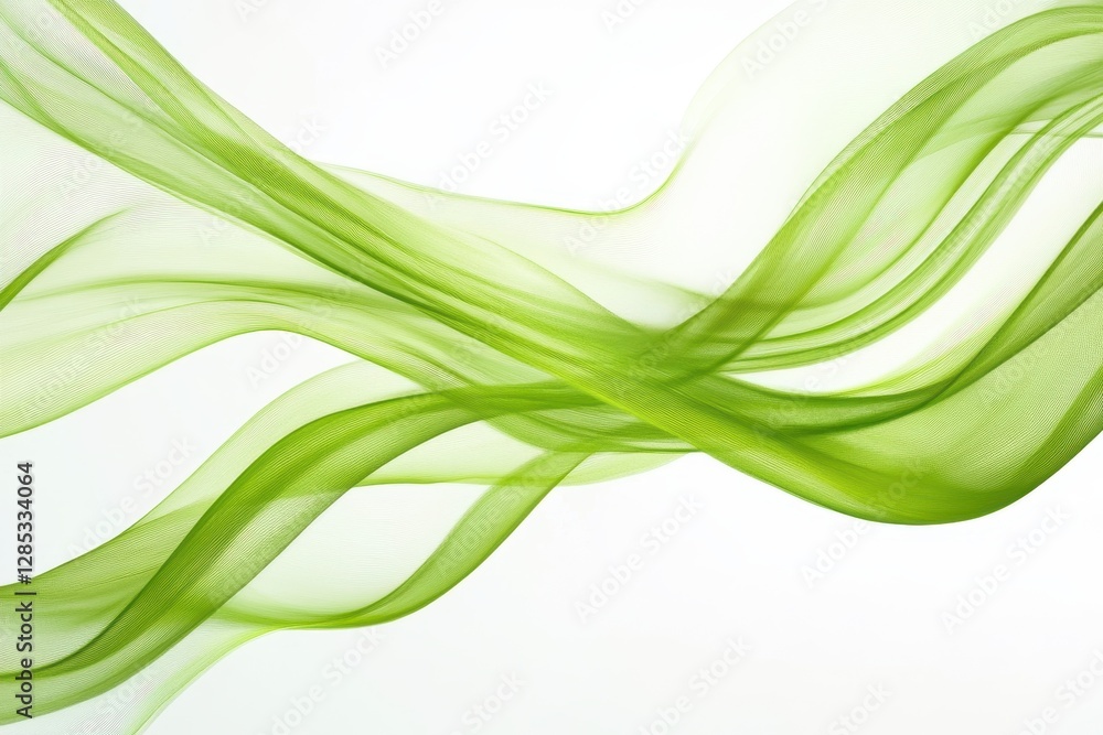 Poster Dynamic abstract green lines flow seamlessly across a light background, creating a soothing visual experience, abstract green line moving background