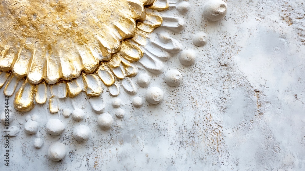 Aufkleber elegant textured background with artistic golden design on neutral canvas : generative ai