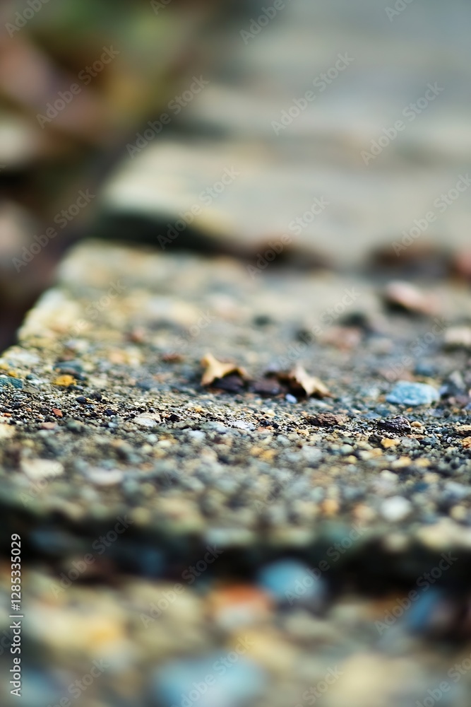 Poster Close Up of Textured Stone Pathway with Natural Elements and Faded Highlights : Generative AI