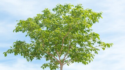 Fototapeta premium Lush green tree, sunny sky, outdoor, nature, backdrop