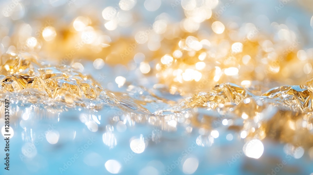 Poster beautifully blurred golden shimmering lights reflecting on a water surface for stunning visual impac