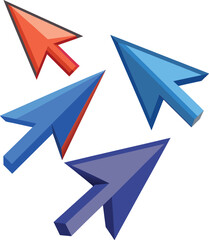 "3D Render Arrow Cursor Minimal Icon Isolated" features a sleek, minimalistic 3D arrow cursor design. This icon is used to represent interaction, navigation, or selection in digital interfaces and app