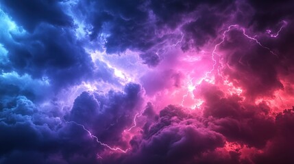 Dramatic Thunderstorm Overhead: Vibrant Clouds and Lightning Striking at Dusk