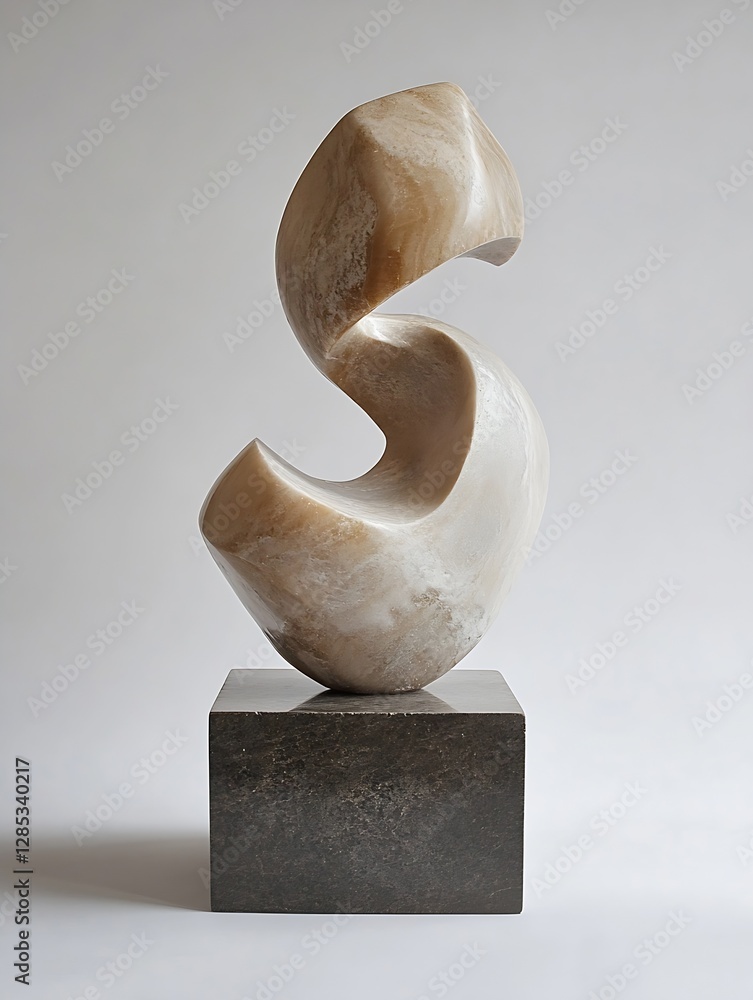 Poster Elegant Abstract Sculpture Made from Smooth Stone with Unique Curves and Forms : Generative AI