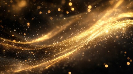 Glistening Golden Particles Flowing in a Magical Dance of Light and Energy