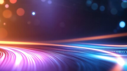 Abstract vibrant speed blur path in bokeh background