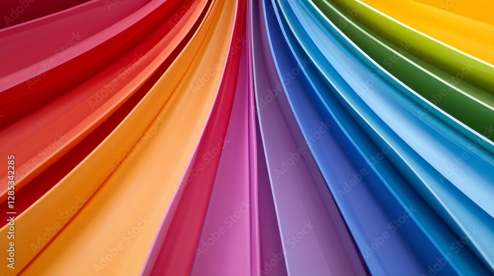 Poster vibrant color palette of soft plastic sheets in rainbow arrangement : generative ai