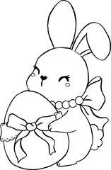 Coquette Easter Bunny with Egg Outline