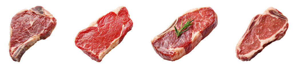 Fototapeta premium Raw steak isolated on transparent background.