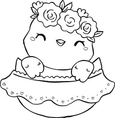 Coquette Easter Chicken in Egg Outline