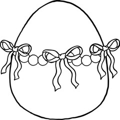 Coquette Easter Egg with Ribbon Bows Outline
