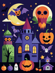 Fototapeta premium Halloween template set. Halloween lettering collection. 