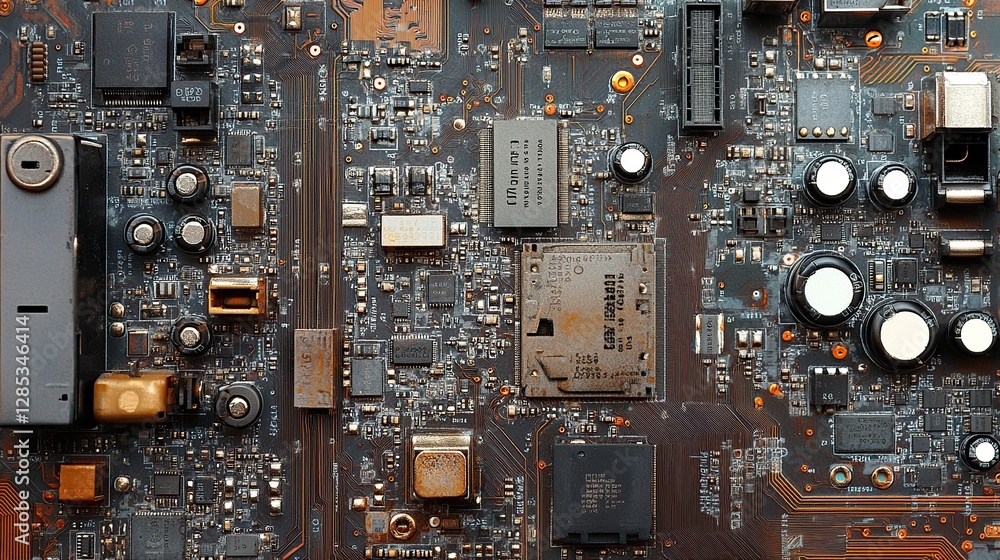 Poster intricate circuit board: a close-up view of electronics