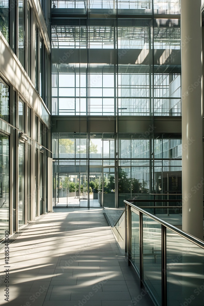 Aufkleber modern glass architecture with natural light and elegant design elements : generative ai
