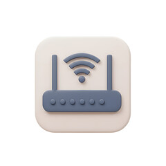 3D icon of a Wi-Fi router, on transparent background, minimalist design, photorealistic materials