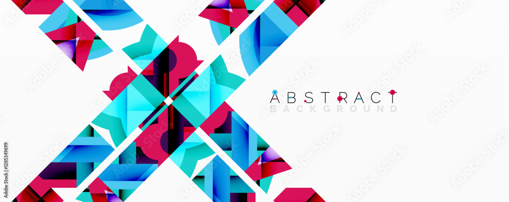 Aufkleber Circles, semi circles, squares and round triangles. Geometric mosaic style pattern abstract background for wallpaper, banner, backdrop, card, book Illustration, landing page