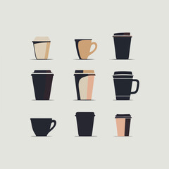 Coffee  Cups Silhouette Vector on a White Background