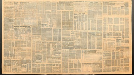 Obraz premium Vintage newspaper spread, aged paper texture, news print, historical background, archival research