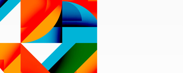 Abstract geometric artwork with interwoven angular and curved shapes, dynamic composition with smooth gradients and bold contrasts