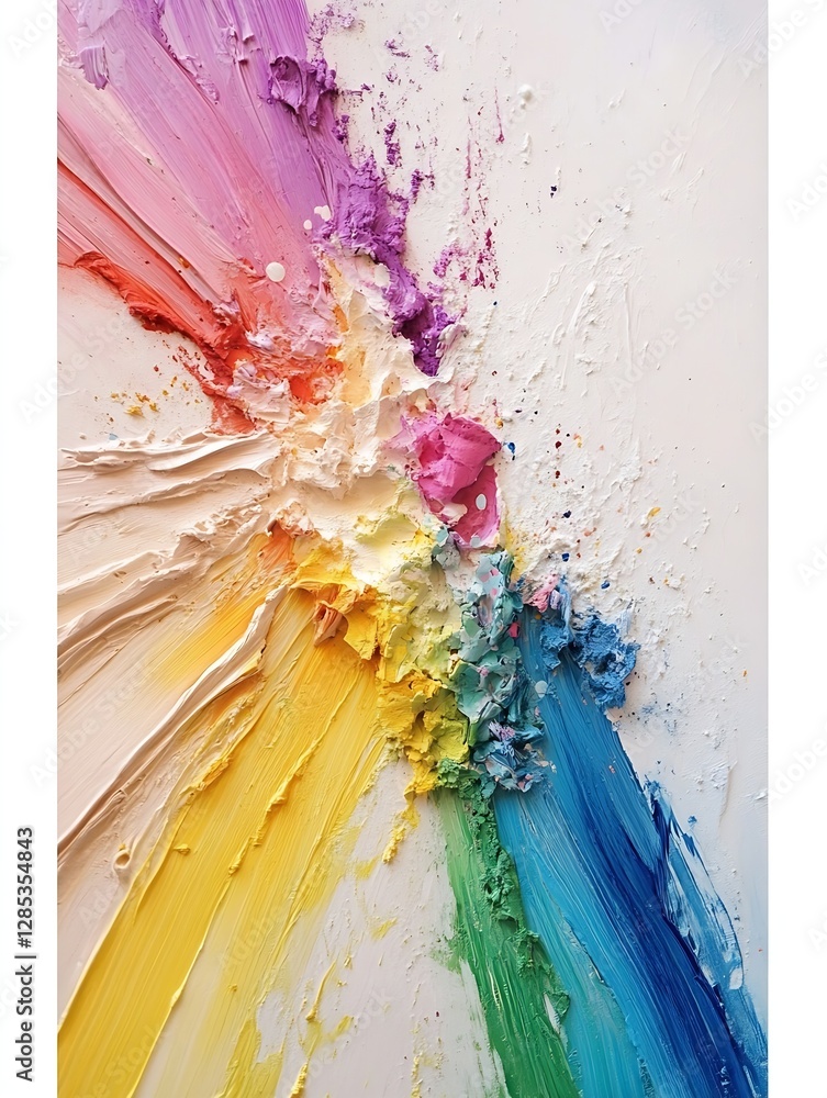Fototapete vibrant abstract art with colorful splashes and texture on canvas : generative ai