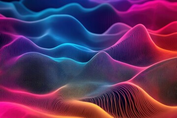 Fototapeta premium Colorful audio waveform spectrum displaying dynamic levels in an abstract design, Equalizer Audio Waveform Spectrum Colored Level Dynamic Waves Background