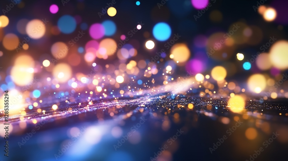 Poster Vibrant and Colorful Bokeh Lights Creating a Dreamy Abstract Background for Creative Designs : Generative AI