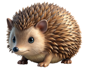 Adorable Hedgehog Illustration Isolated on White Background as Transparent PNG. AI GENERATED
