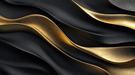 Elegant Black and Gold Abstract Waves with a Modern Artistic Flair