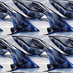 Naklejka premium Seamless futuristic metallic pattern with blue and silver tones
