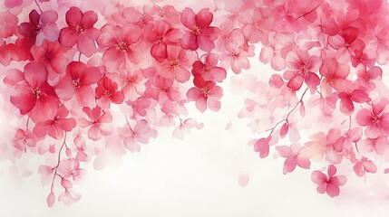 A soft, dreamy background featuring delicate pink flowers cascading gracefully.