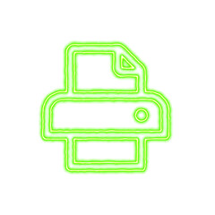Icon print from the flow of energy of green color. Shimmering neon